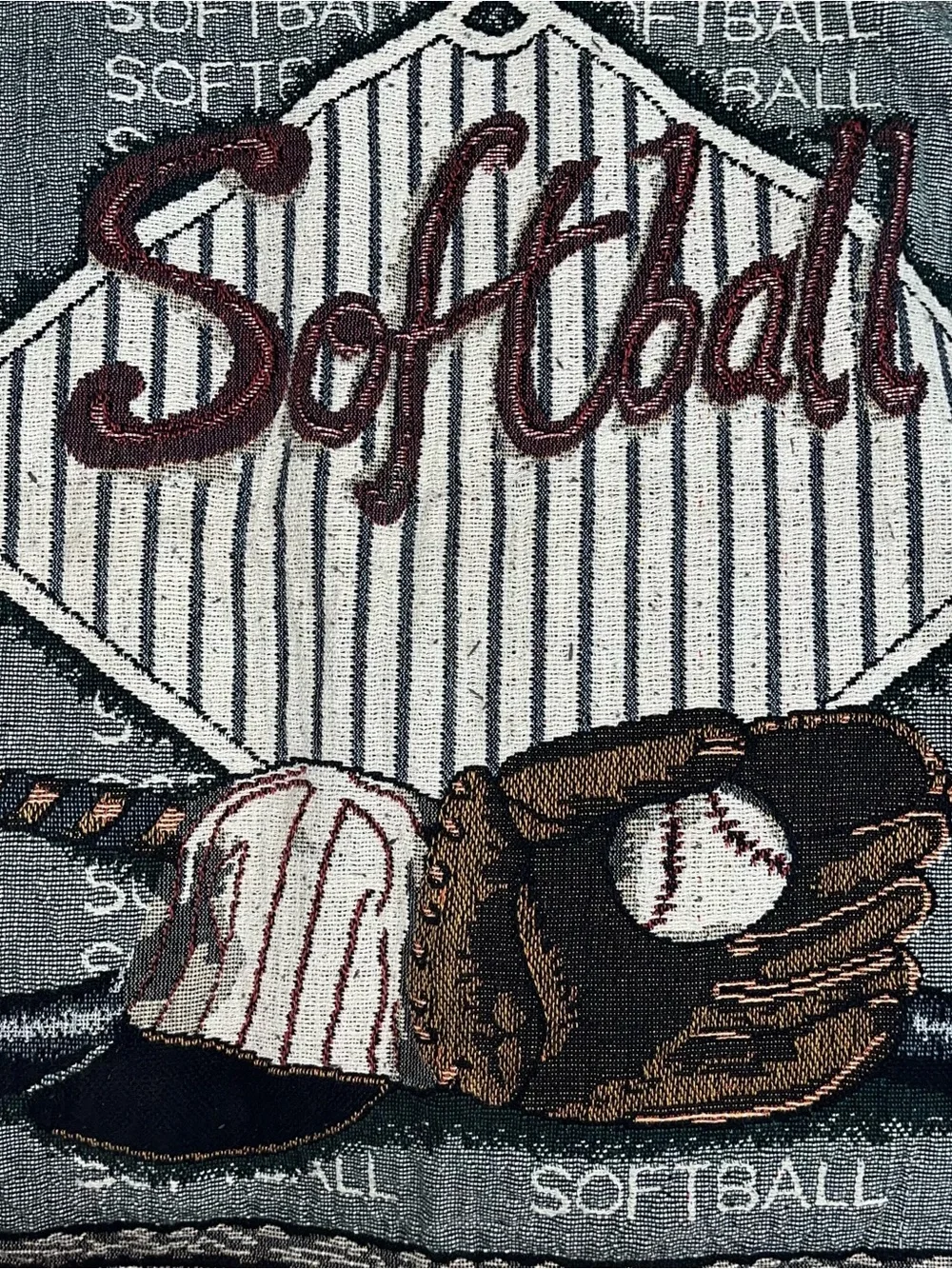 Softball Themed Decorative Woven Throw Blanket Baseball
